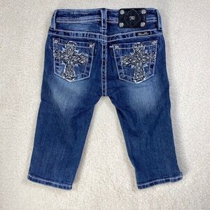Miss Me Capri Bermuda Jeans Girls Youth 10  Low Rise Light Wash Stretch JK7047P